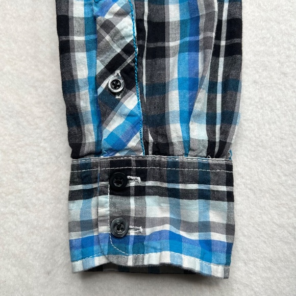 Burnside Men Medium Long Sleeve Button Down Plaid Flannel Shirt - Picture 8 of 14